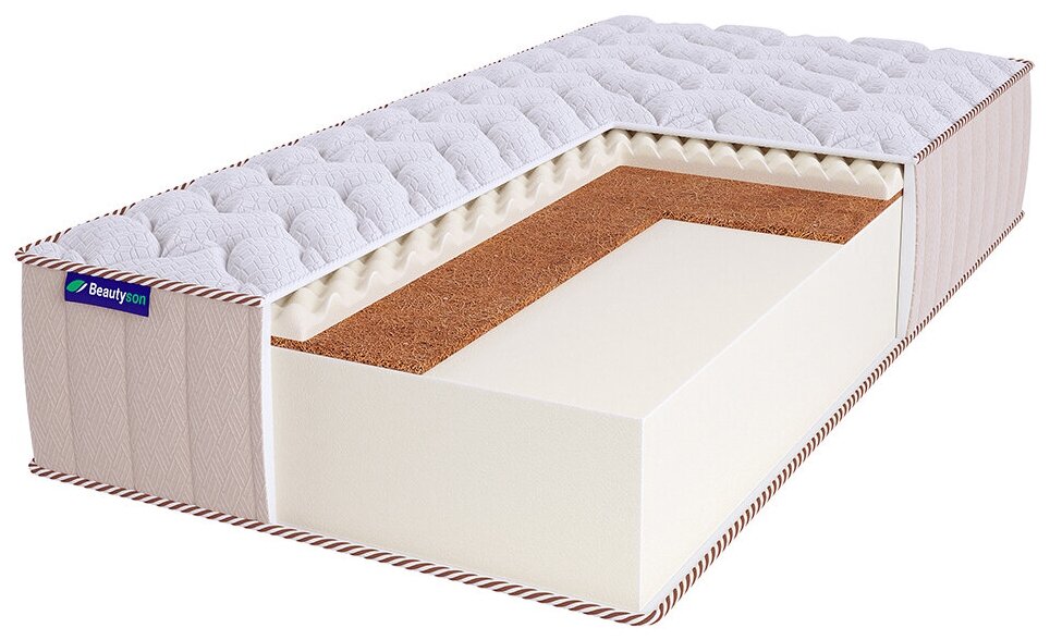 Матрас ортопедический беспружинный Beautyson FOAM 21 Cocos Sens LUX 180x200, двуспальный, без клея, поставляется в рулоне