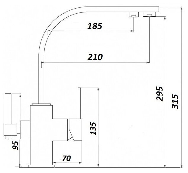 Смеситель для кухни WISENT 4333-3 с подводкой питьевой воды (сатин) - фотография № 5