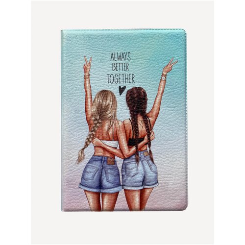 фото Женская обложка на паспорт "девушки" wonder me gift / чехол для документов из экокожи с дополнительным прозрачным карманом / на загранпаспорт