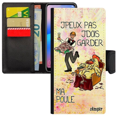 фото Противоударный чехол книжка на смартфон // huawei p30 lite // "не могу - у меня курица!" картинка юмор, utaupia, светло-розовый