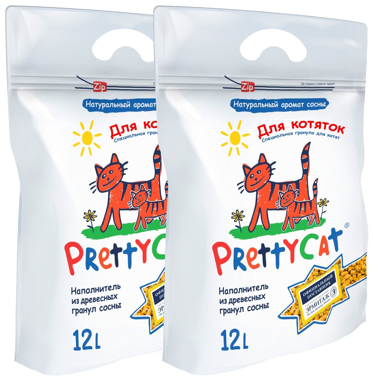 PRETTY CAT WOOD GRANULES наполнитель древесный для туалета кошек (12 + 12 л) - фотография № 1