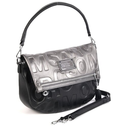 фото Женская кожаная сумка d-1845 блек/сильвер decoratta