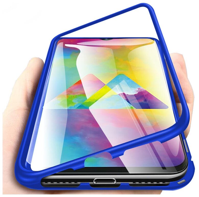 Чехол-бампер MyPads для Samsung Galaxy S9 Plus магнитный из закаленного стекла и металла с двухсторонней прозрачной крышкой металлический защитны.