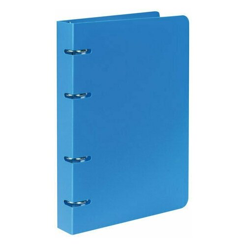 фото Тетрадь на кольцах а5 (160х215 мм), 80 л., пластиковая обложка, клетка, brauberg, "голубой", 403251403251