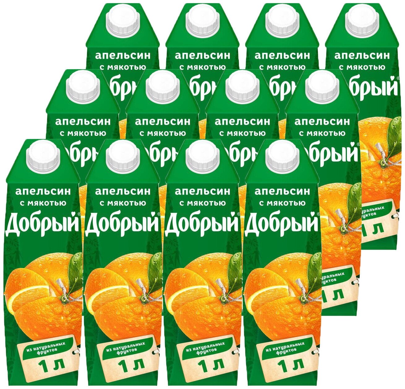 Сок "Добрый" со вкусом Апельсин 12 штук по 1л (комплект) - фотография № 2
