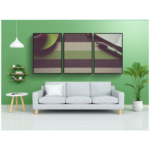 фото Набор модулных постеров для интерьера "кофе, ноутбук, задний план" 60x90 см. в тубусе, без рамки lotsprints