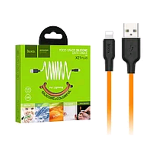 Кабель USB Lightning X21 Plus 1M 2.4A HOCO черно-оранжевый кабель hoco x1 usb to apple lightning 1m white
