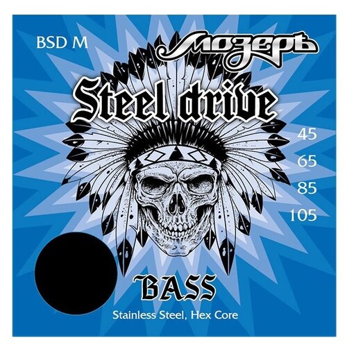 BSD-M Steel Drive Комплект струн для бас-гитары, сталь, 45-105, Мозеръ струны для бас гитары мозеръ bsd ml