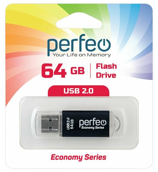 USB флешка Perfeo USB 64GB E01 Black ES