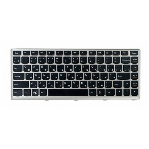 Клавиатура для ноутбука Lenovo IdeaPad U310 черная серебристая рамка model T3D1-Rus 870₽