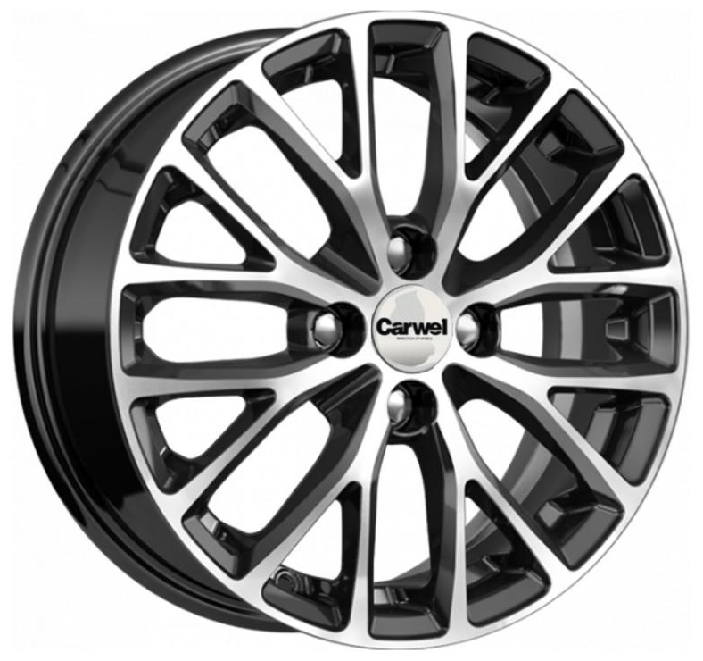 Литые колесные диски Carwel Хуко 1506 (Xray) 6x15 4x100 ET37 D60.1 Чёрный глянцевый с полированной лицевой частью (36708)