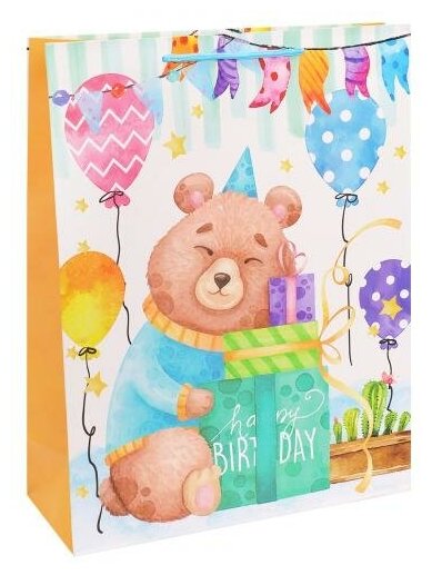 MILAND Пакет подарочный "Доброжелюбный медвежонок", 31х40х12 см