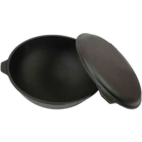 Казан чугунный 6л Д-320 с чугунной крышкой сковородой