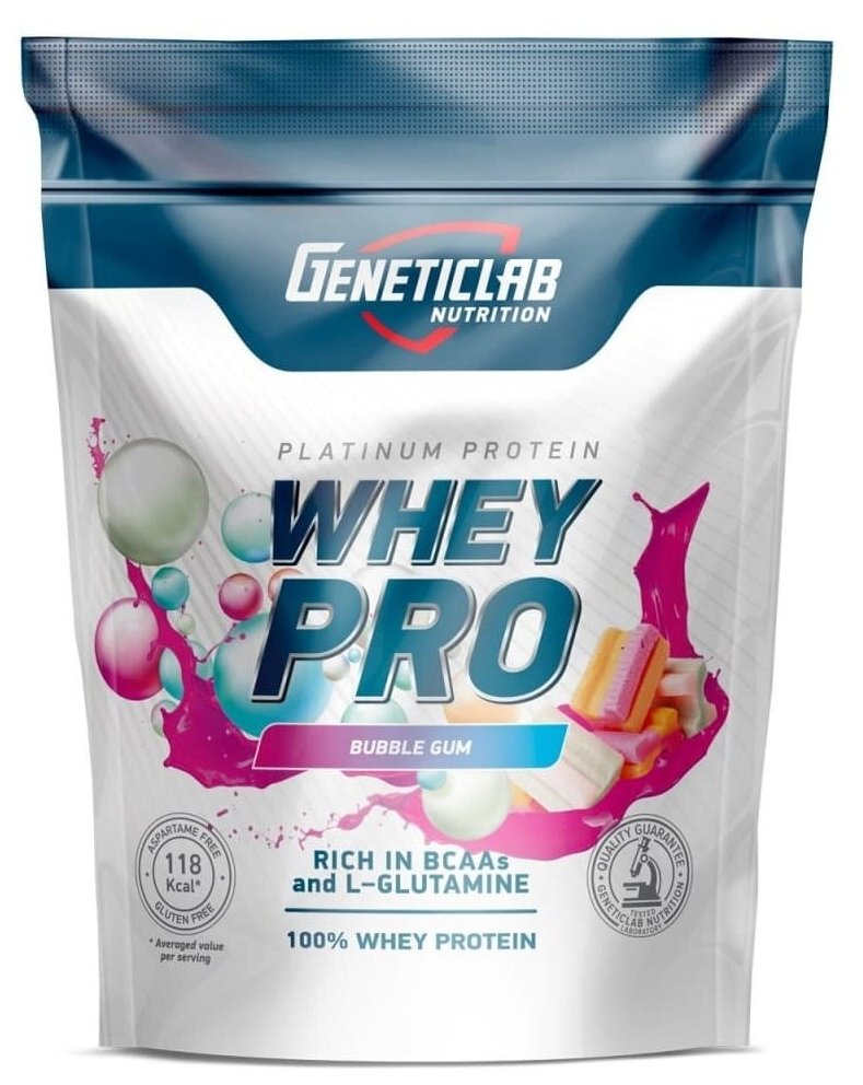 Протеин Geneticlab Nutrition Whey Pro, 1000 гр., бабл гам розовый