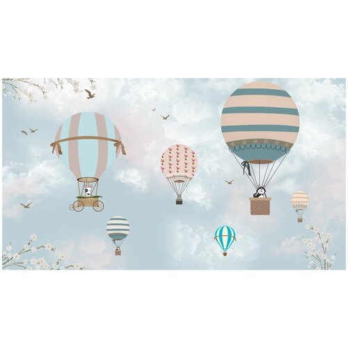 Фотообои Уютная стена Воздушные шары на фоне голубого неба 480х270 см Виниловые Бесшовные (единым полотном)