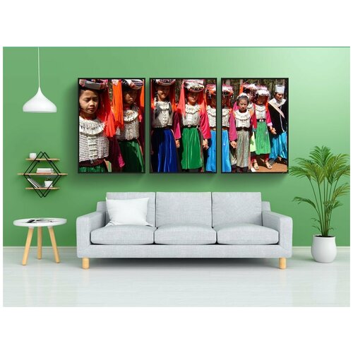 фото Набор модулных постеров для интерьера "племя, племенной, этнический" 60x90 см. в тубусе, без рамки lotsprints