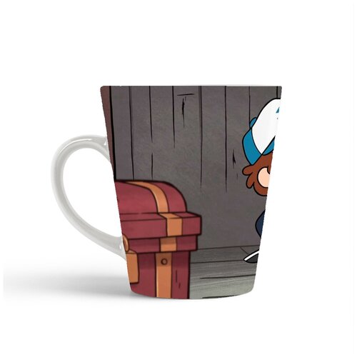 фото Кружка-латте coolpodarok гравити фолз мэбл и диппер сундук серый фон gravity falls mabl&dipper ( в каком-то подвале)