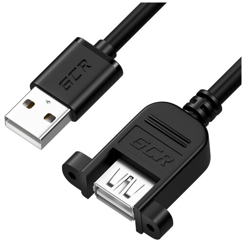 Удлинитель USB 2.0 с креплением под винт, черный AM / AF