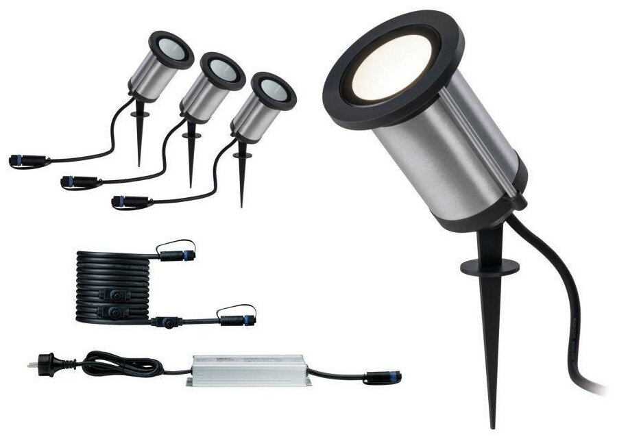 Светильник встраиваемый уличный Paulmann Plug & Shine Classic 3х6Вт(310лм) 3000K IP65 LED 24В 94286