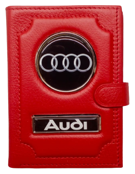 Обложка для автодокументов Audi 1-6-1117, красный