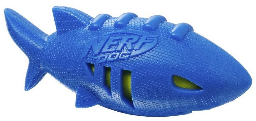 Игрушка для собак Nerf Акула (35033), синий - фотография № 1
