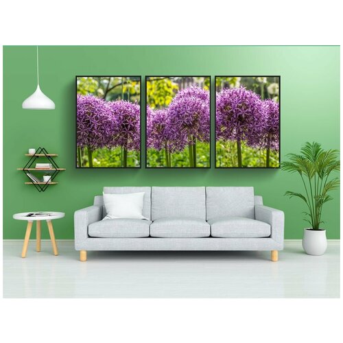 фото Набор модулных постеров для интерьера "декоративные лук, цветочный шар, срезанный цветок" 60x90 см. в тубусе, без рамки lotsprints