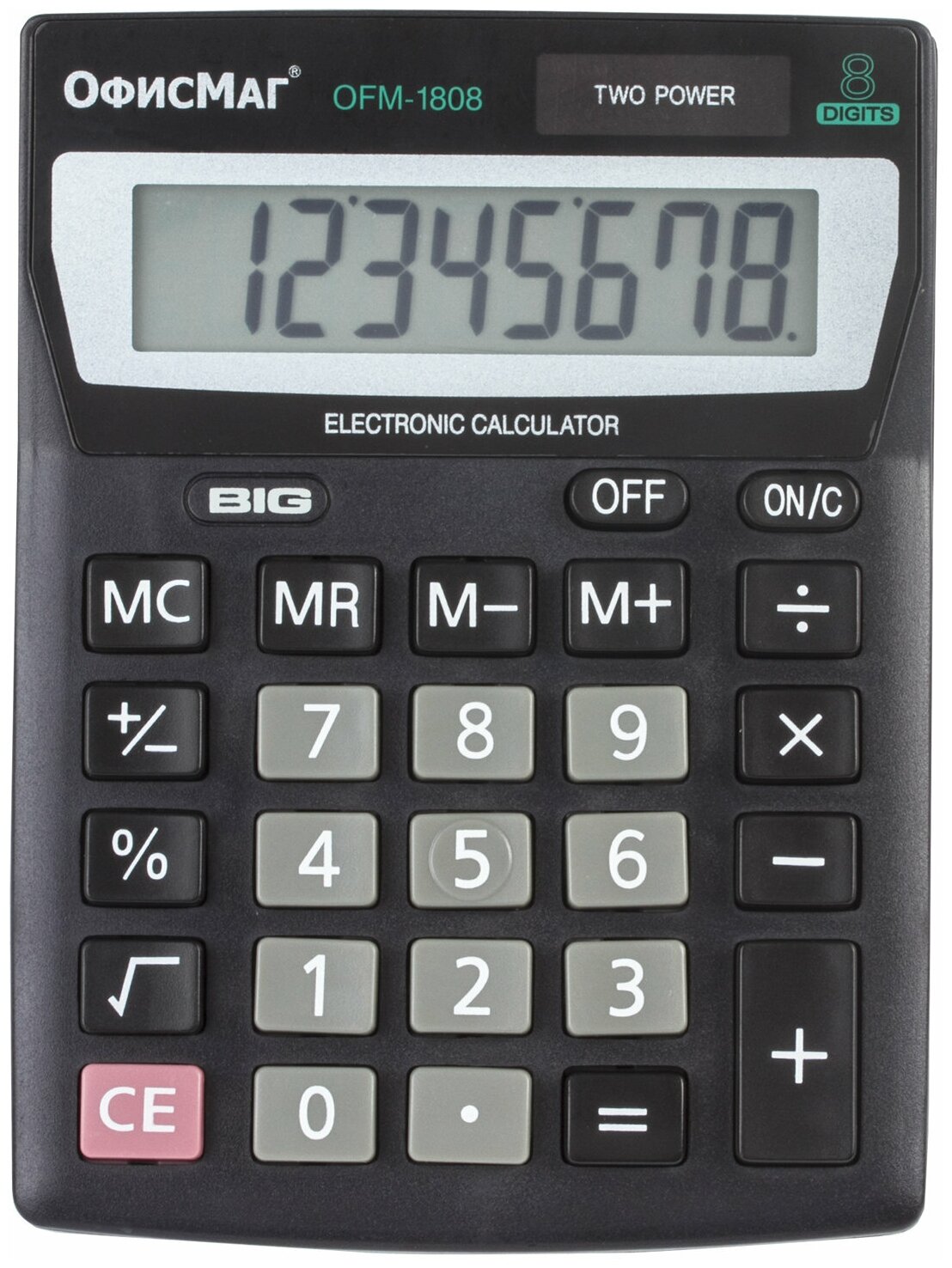 Калькулятор настольный Офисмаг OFM-1807, малый (140х105 мм), 8 разрядов, двойное питание (250223)