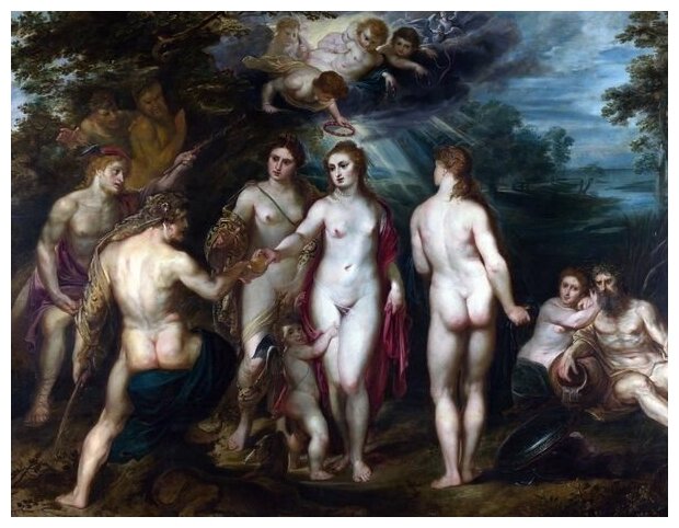 Репродукция на холсте Суд Париса (The Judgement of Paris) №2 Рубенс Питер Пауль 39см. x 30см.