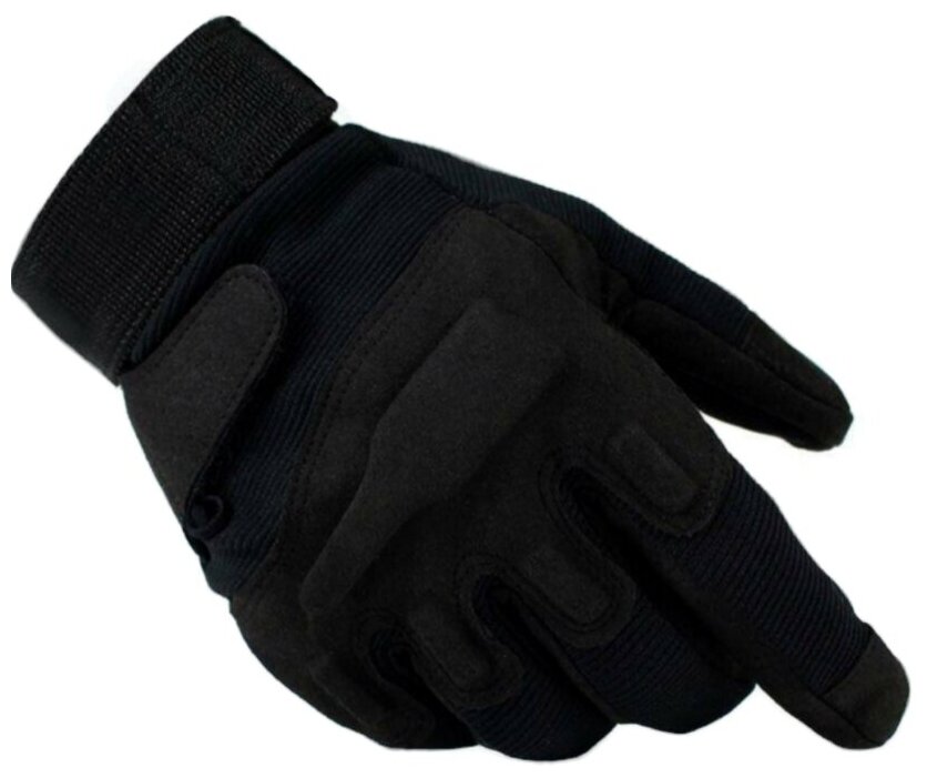 фото Перчатки тактические 2 застежки мягкие закрытые цвет черный (black)