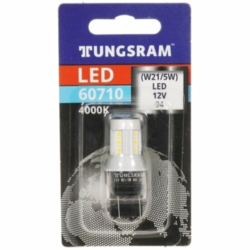 Лампа автомобильная Tungsram W21/5W 12V-LED (W3x16q) 4000K 3.0/0.55W, бл.1шт, 60710 BL1
