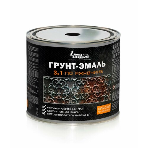 Грунт-эмаль 3 в 1 быстросохнущий антикоррозионный по металлу с преобразователем ржавчины 