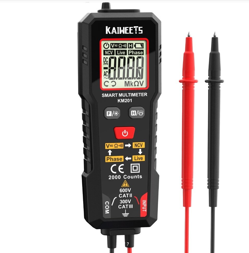 фото Цифровой профессиональный мини-мультиметр True RMS KAIWEETS KM201 с NCV. 8 функций.