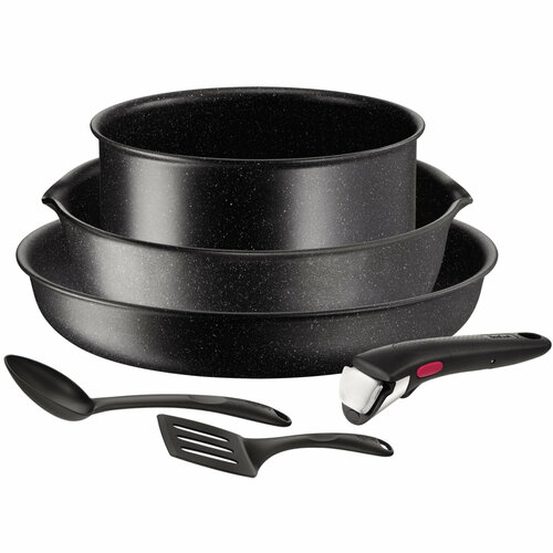 Набор посуды со съемной ручкой Tefal Ingenio Black Stone L3999002, 6 предметов, с антипригарным покрытием