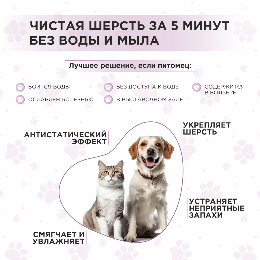 Сухой шампунь для кошек и собак Love Cat Love Dog для экспресс очищения, 100 мл - фотография № 2