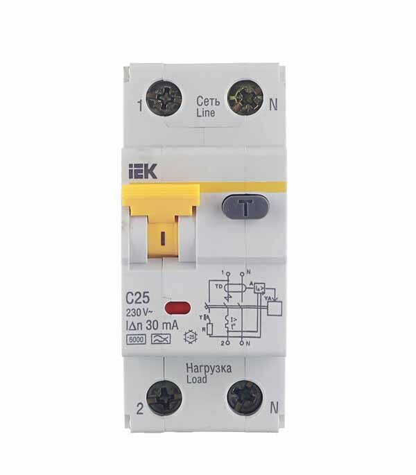 Автомат дифференциальный IEK Karat АВДТ-32 25А 30 мА 1P+N тип AC 6 кА MAD22-5-025-C-30