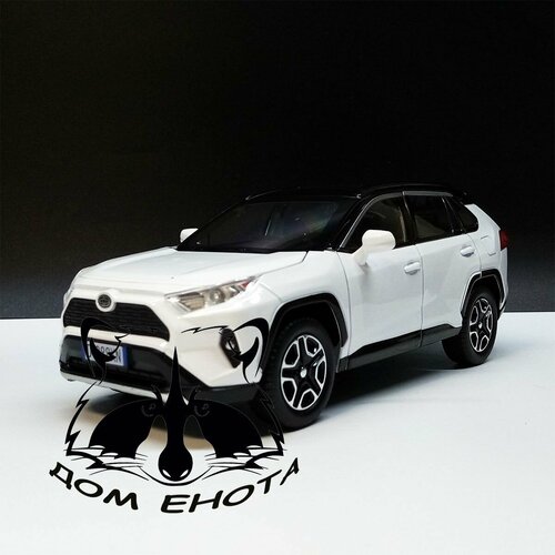 Машинка Toyota RAV4 металлическая модель 1:24 Тойота Рав4 игрушка 20см белый дефлекторы окон хромированные для toyota rav4 тойота рав4