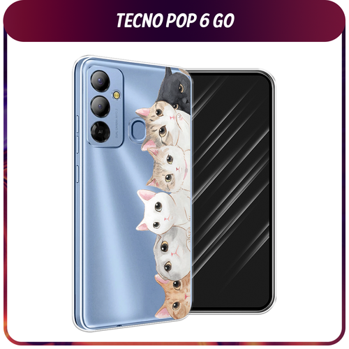 Силиконовый чехол на Tecno Pop 6 Go / Текно Поп 6 Гоу Котики, прозрачный силиконовый чехол на tecno pop 6 go текно поп 6 гоу синяя снежная гора прозрачный