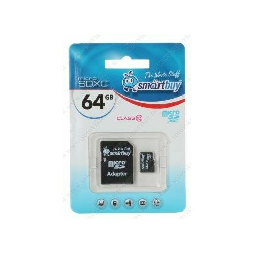 Карта памяти (SMARTBUY (SD64GBSDCL10-01) MicroSDXC 64GB Class10 UHS-1 + адаптер) карта памяти smartbuy microsdxc 64gb class10 uhs 1 адаптер