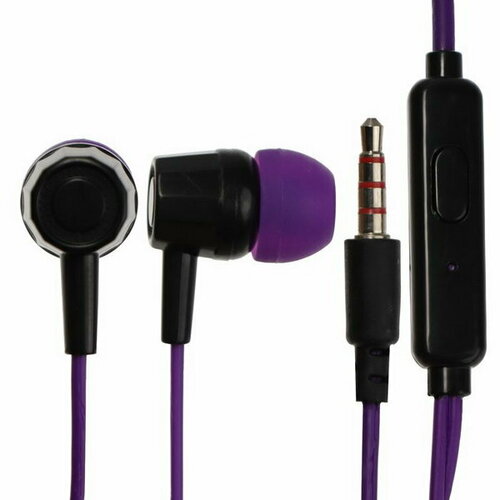 Наушники HF-J69 вакуумные микрофон 106 дБ 16 Ом 35мм 1м коробка фиолетовые 340₽