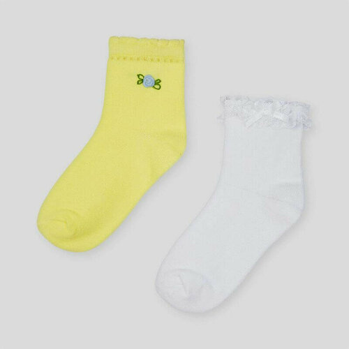 Носки Mayoral 2 пары, размер 27-31 (6 лет), желтый, белый носки mayoral 3 пары размер 27 30 6 лет серый