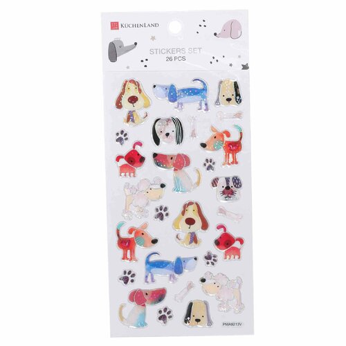 Набор наклеек 21х10 см 26 шт одноразовые ПВХэпоксидная смола Собачки Dog 249₽