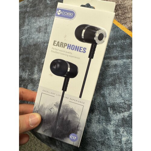 Проводные наушники капельки с микрофоном Cokike C17 116 Дцб 130см 16 Ом разъем 35мм для старых телефонов магнитолы радио MP3-плеера VR-о 588₽