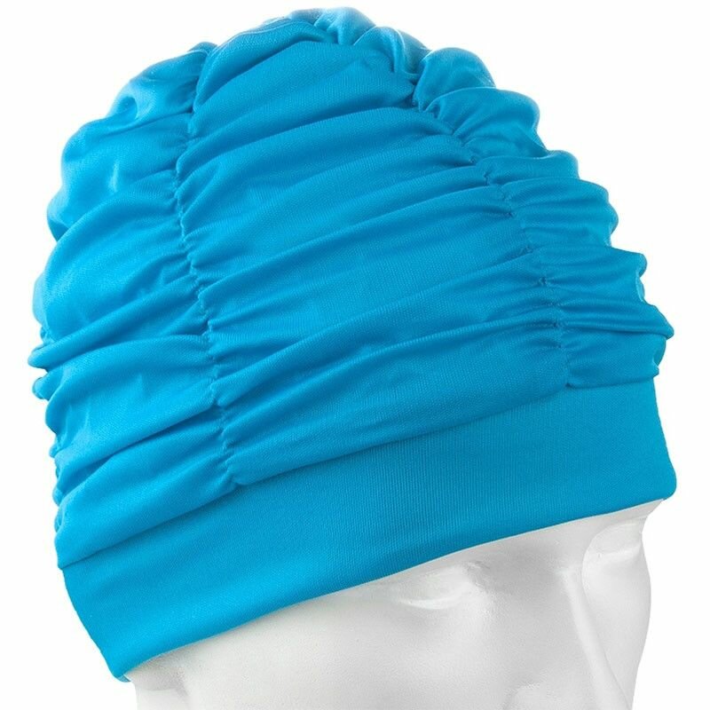 Шапочка для плавания E36889-1 текстильная, лайкра, голубая
