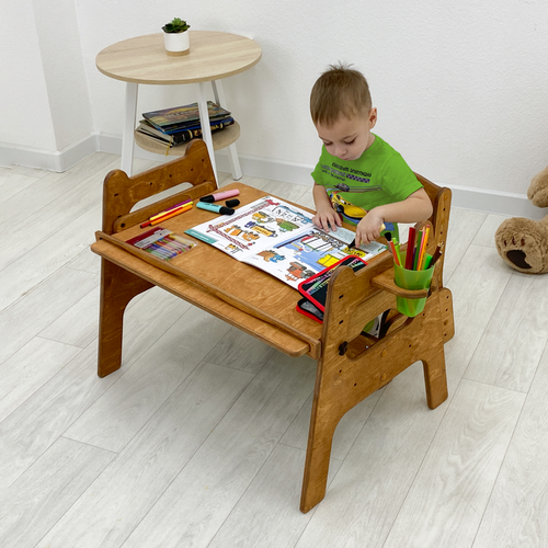 Стол детский Малышок - парта трансформер, золотой дуб