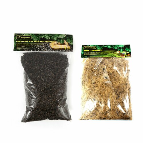 Гречневый грунт 3 л + Мох Сфагнум 1,5 л для змей натуральный Simple Zoo