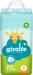 Трусики-подгузники детские LOVULAR Giraffe M 6–10кг, 54шт