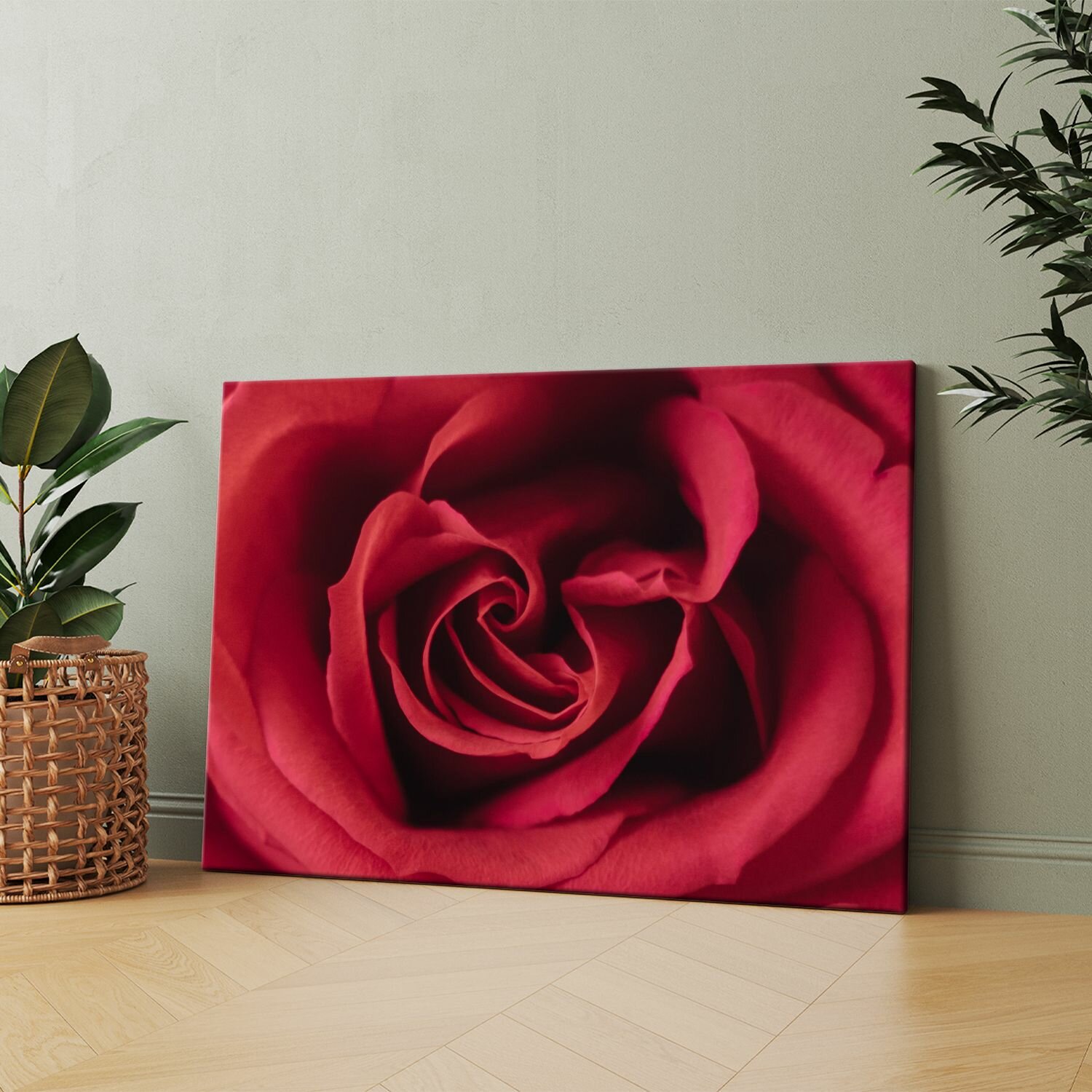 Картина на холсте (Фактура розы цветок (large), красные алые розы) 20x30 см. Интерьерная, на стену.