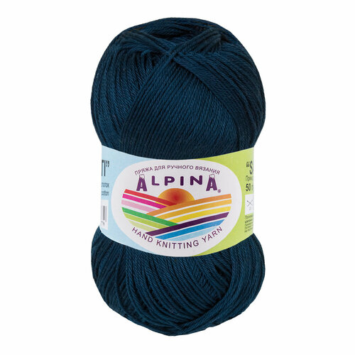 фото Пряжа alpina "sati" 100% мерсеризованный хлопок 50 г 170 м №106 т. синий
