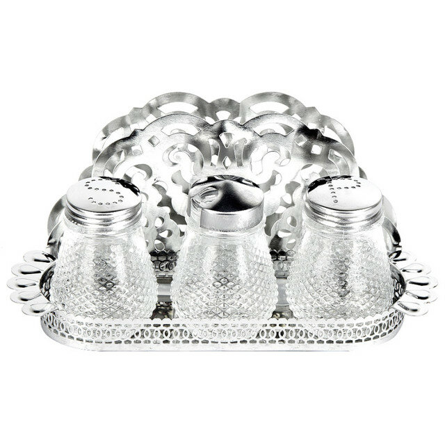 Набор для специй NOUVELLE DAILY 3 предмета с салфетницей на подставке стекло  металл