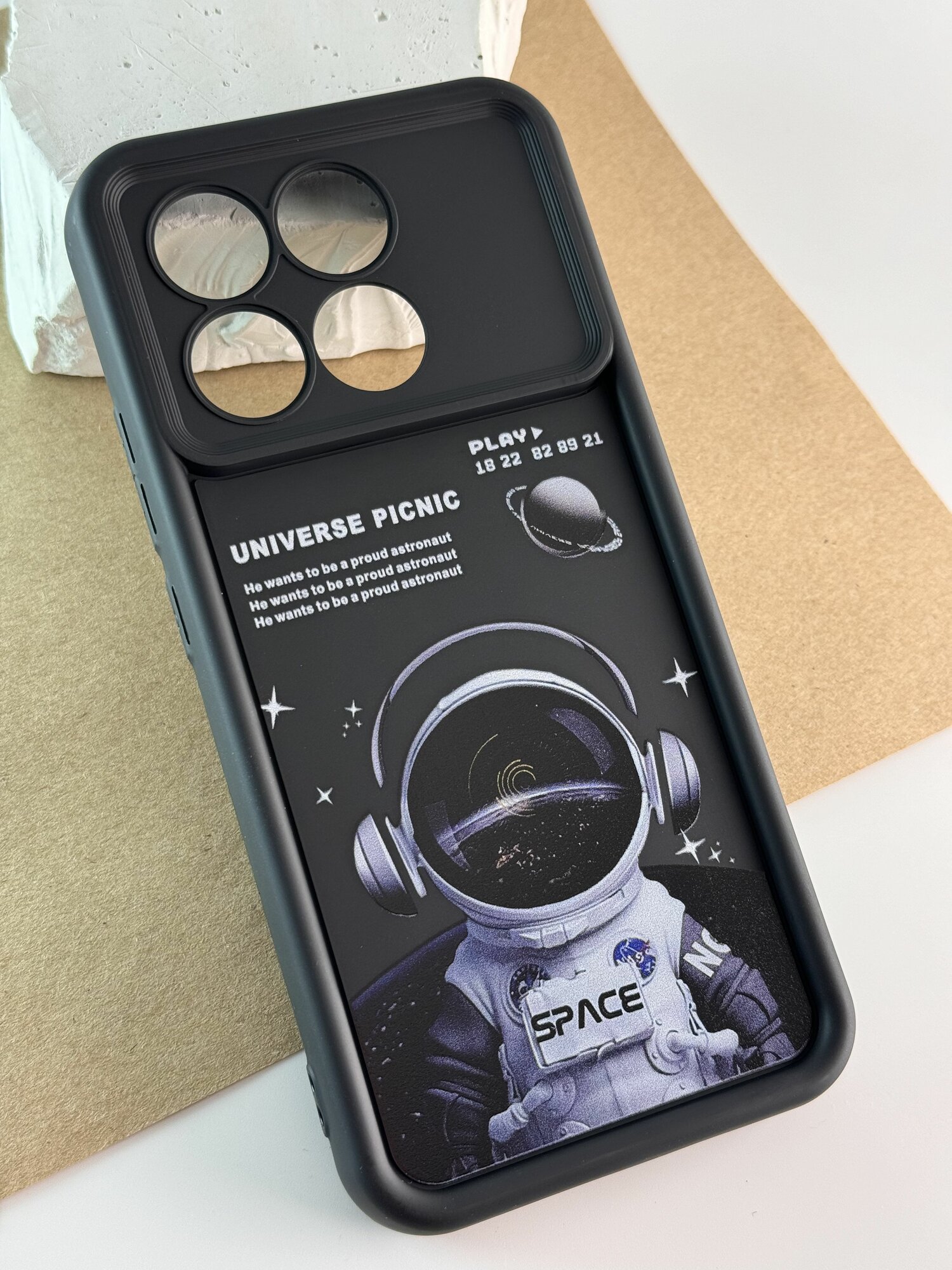 Чехол противоударный на Poco X6 Pro 5G / Чехол на Поко Х6 Про 5g с защитой камеры, Space, черный — фото 1